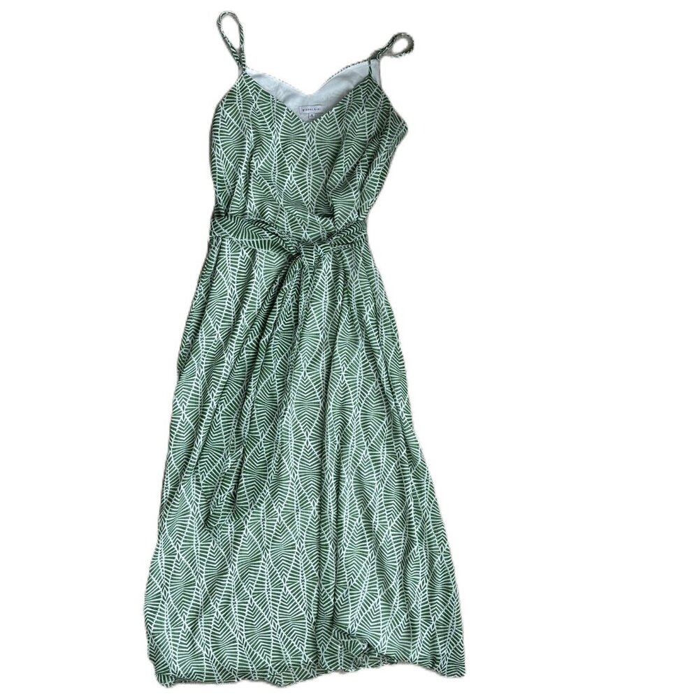 Gianni Bini Flowy Sleeveless Summer Maxi Dress - green and white Size Medium